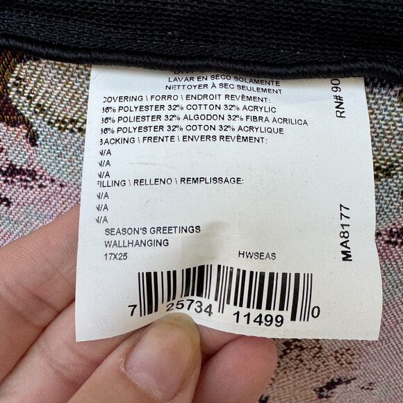 1990s Vintage Manual Woodworkers & Weavers “Season’s Greetings” Wall Tapestry - Picture 3 of 5